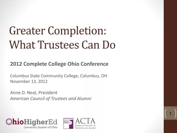 greater completion what trustees can do