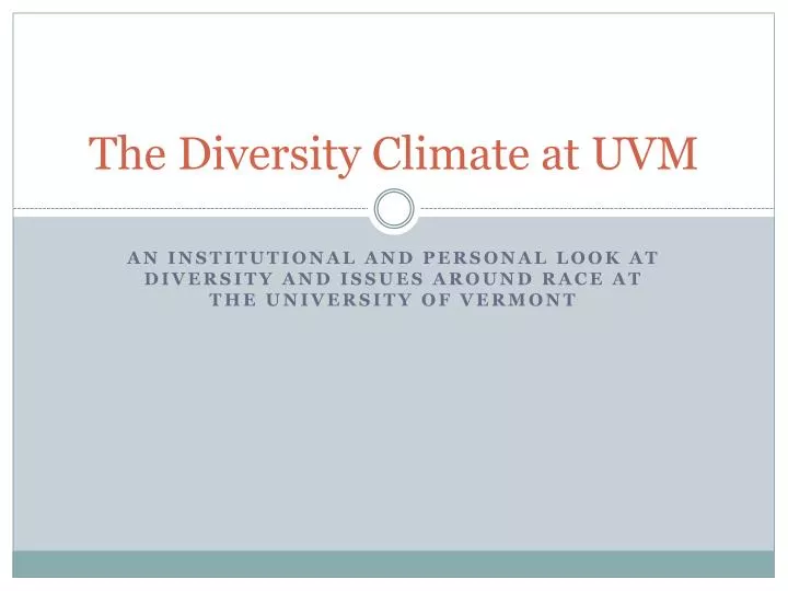 the diversity climate at uvm