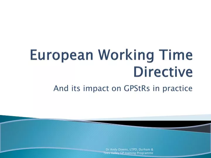european working time directive