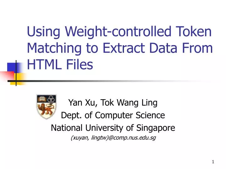 using weight controlled token matching to extract data from html files