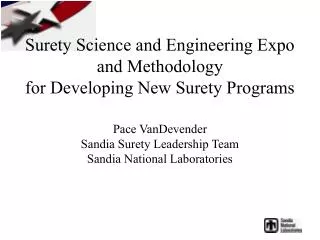 Surety Science and Engineering