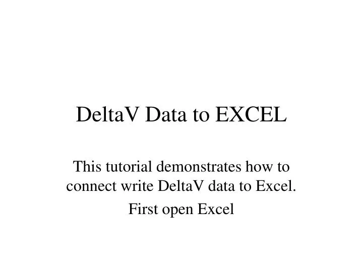 deltav data to excel