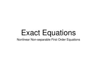 Exact Equations