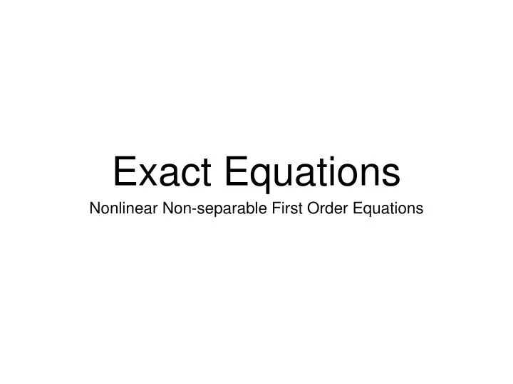 exact equations