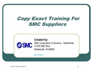Copy Exact Training For SMC Suppliers