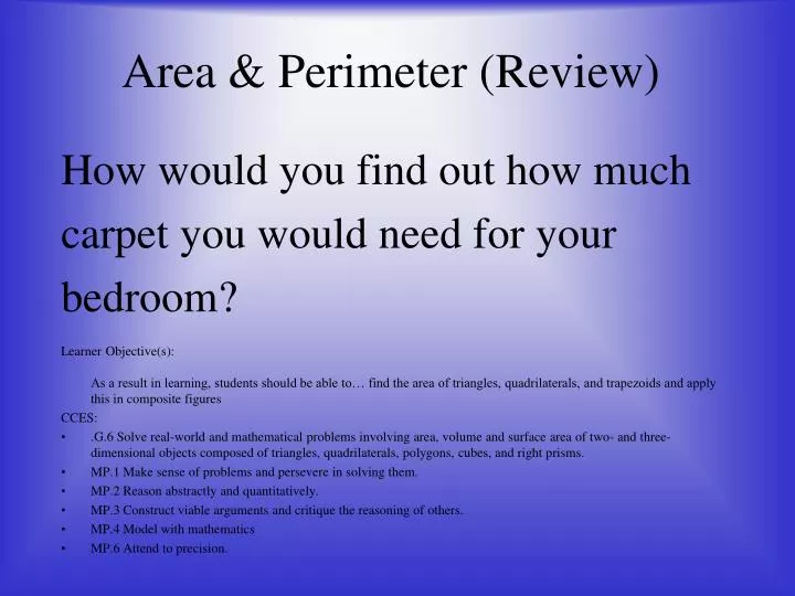 area perimeter review