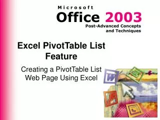 Excel PivotTable List Feature