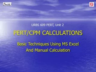 PERT/CPM CALCULATIONS