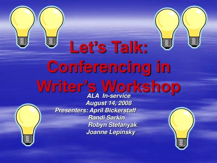 let s talk conferencing in writer s workshop