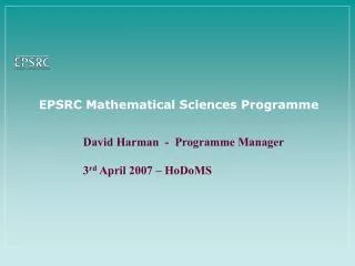 EPSRC Mathematical Sciences Programme