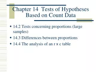 Chapter 14 Tests of Hypotheses Based on Count Data