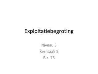 Exploitatiebegroting