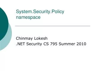 System.Security.Policy namespace