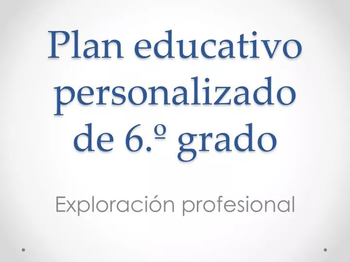 plan educativo personalizado de 6 grado