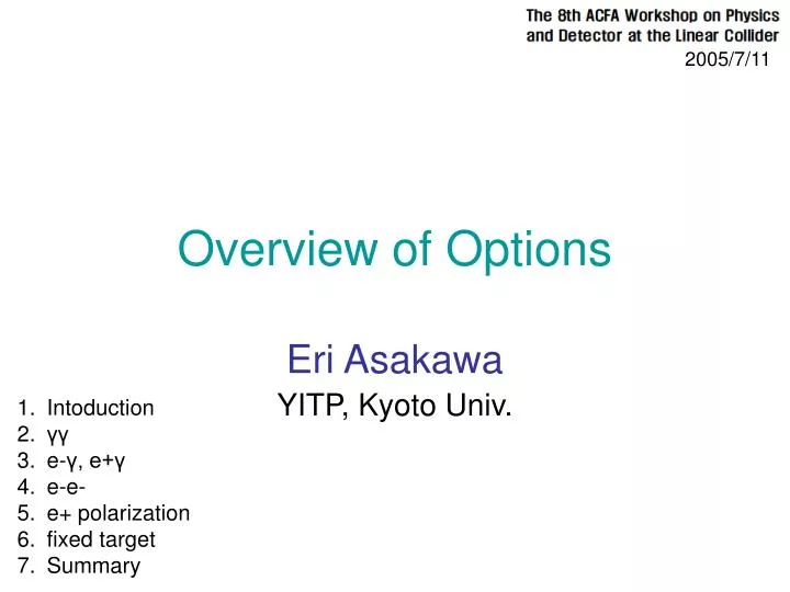 overview of options