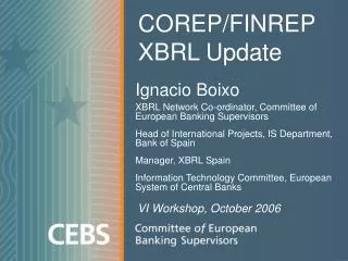 COREP/FINREP XBRL Update
