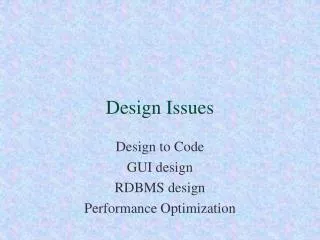 Design Issues