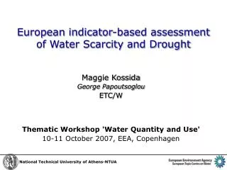 European indicator-based assessment of Water Scarcity and Drought