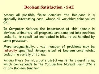 Boolean Satisfaction - SAT