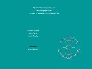 Optimal Pulse sequences for efficient population transfer in lower (n&lt;10) Rydberg states