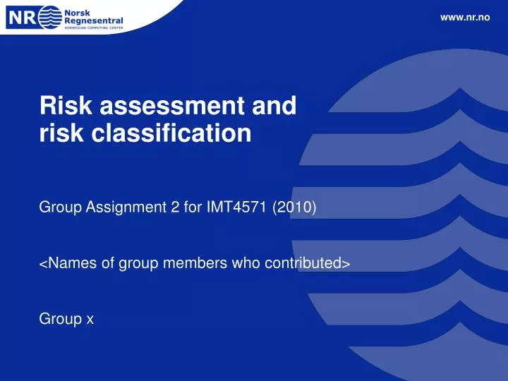 risk assessment and risk classification