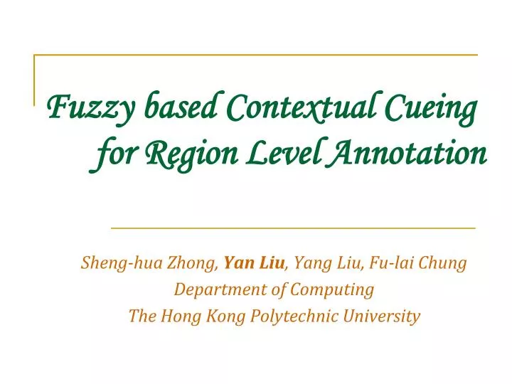 fuzzy based contextual cueing for region level annotation