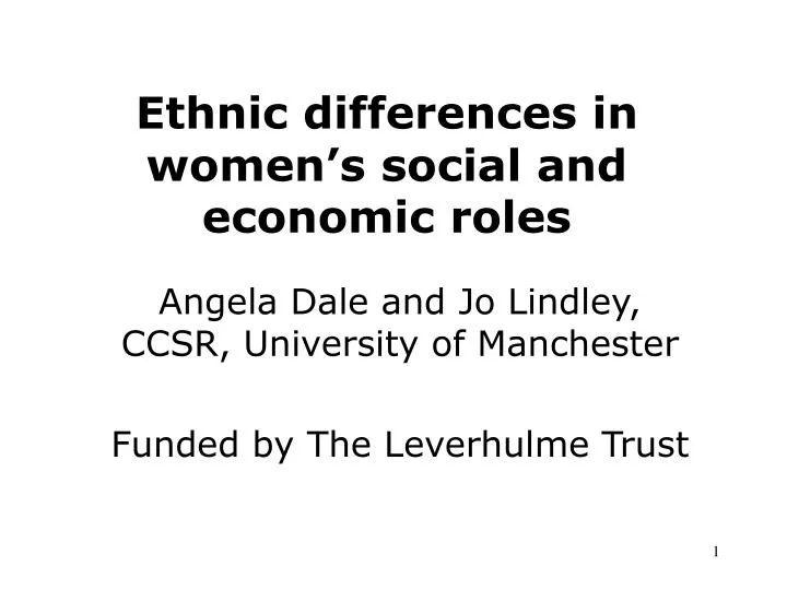ethnic differences in women s social and economic roles