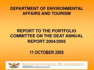 DEPARTMENT OF ENVIRONMENTAL AFFAIRS AND TOURISM