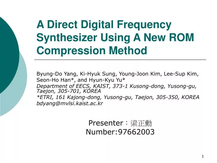 a direct digital frequency synthesizer using a new rom compression method