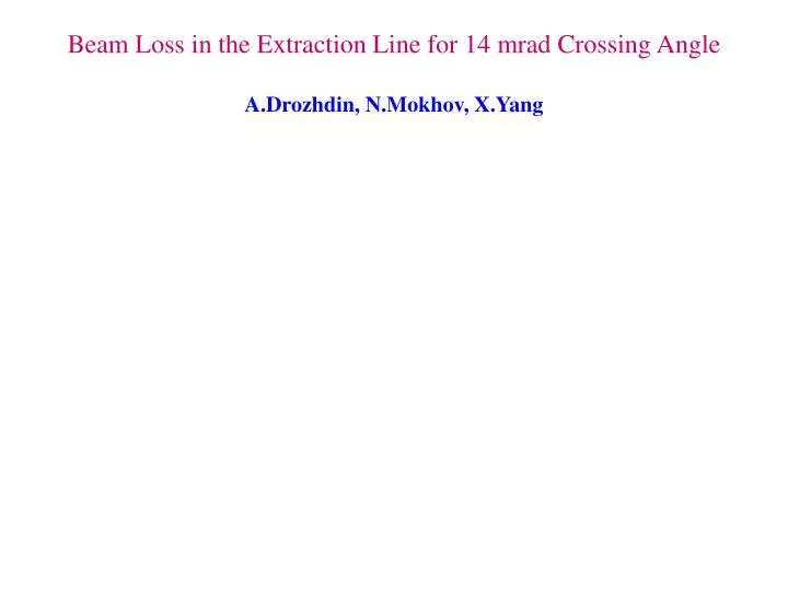 beam loss in the extraction line for 14 mrad crossing angle a drozhdin n mokhov x yang