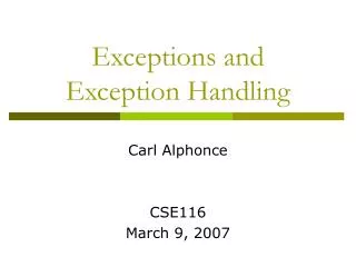 Exceptions and Exception Handling