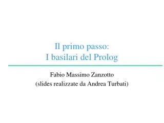 il primo passo i basilari del prolog