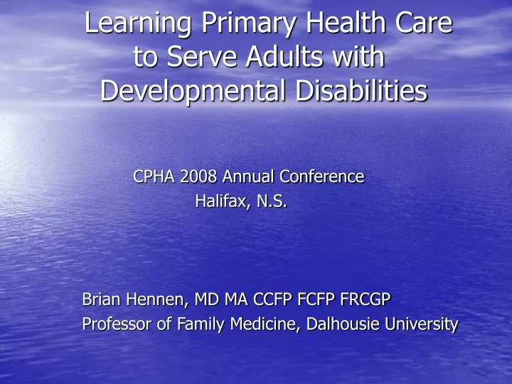 learning primary health care to serve adults with developmental disabilities