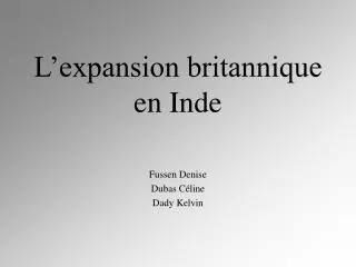 l expansion britannique en inde