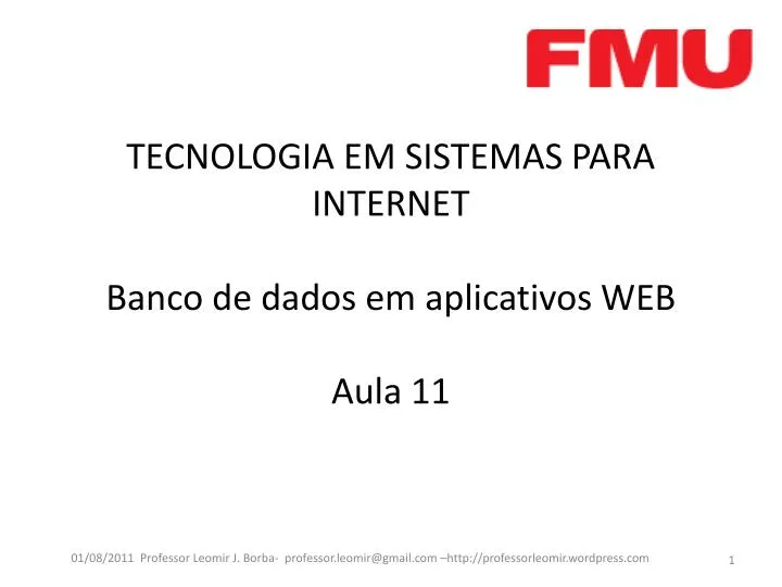 tecnologia em sistemas para internet banco de dados em aplicativos web aula 11