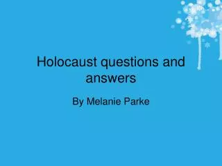 Holocaust questions and answers