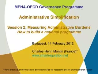 MENA-OECD Governance Programme Administrative Simplification