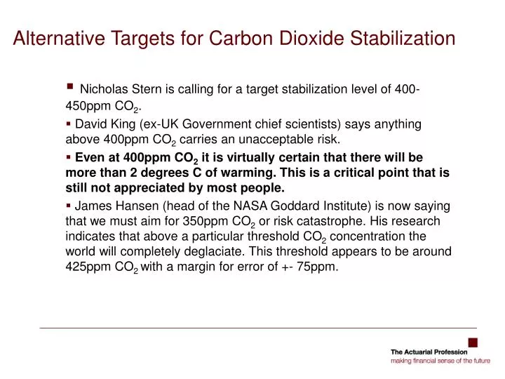 alternative targets for carbon dioxide stabilization
