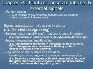 Chapter 39: Plant responses to internal &amp; external signals