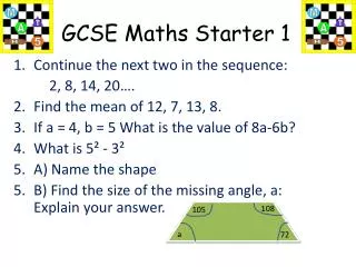 GCSE Maths Starter 1