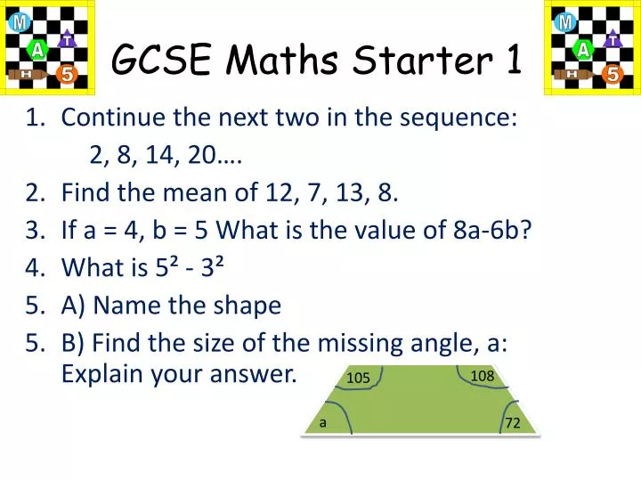 gcse maths starter 1