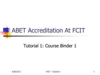ABET Accreditation At FCIT