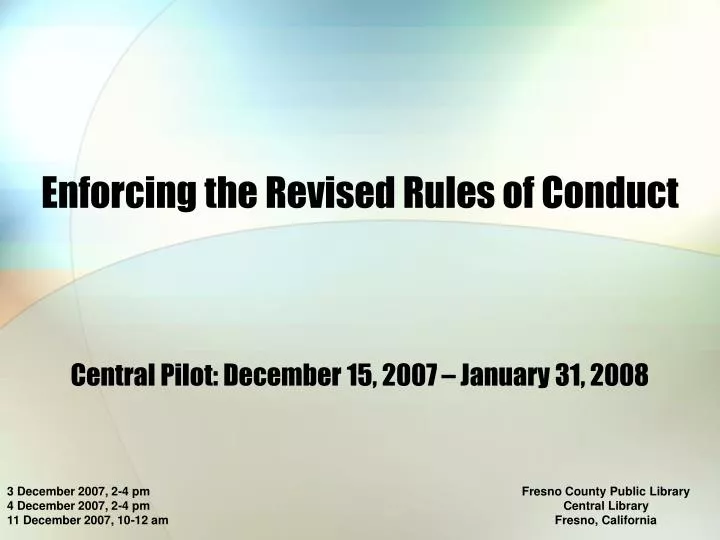 central pilot december 15 2007 january 31 2008