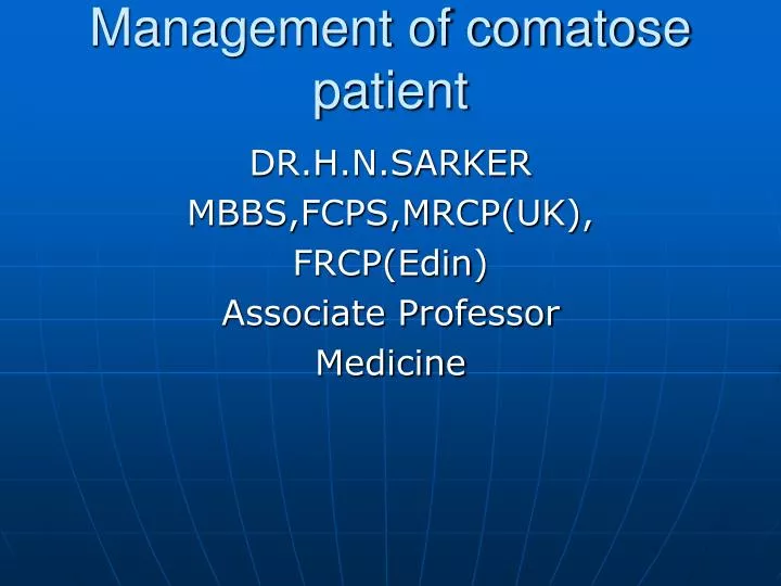 management of comatose patient