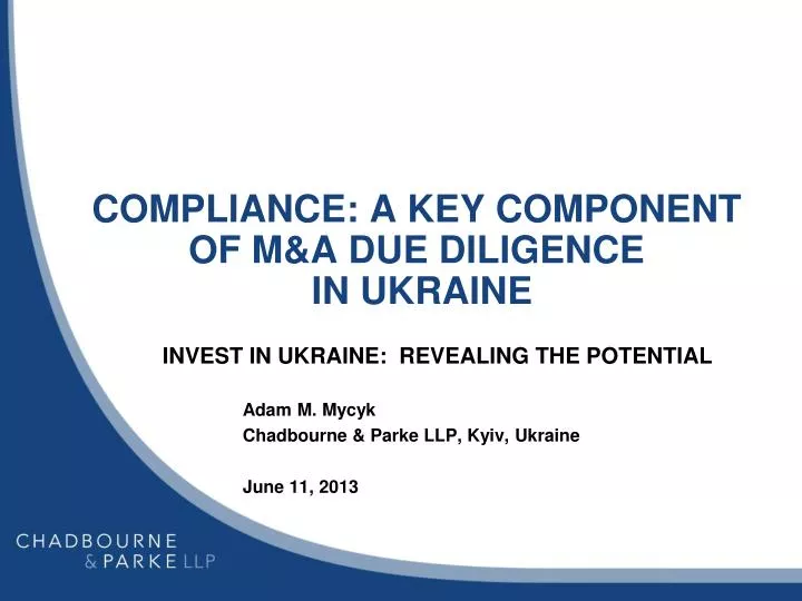 compliance a key component of m a due diligence in ukraine