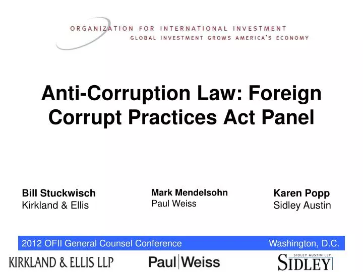 anti corruption law foreign corrupt practices act panel