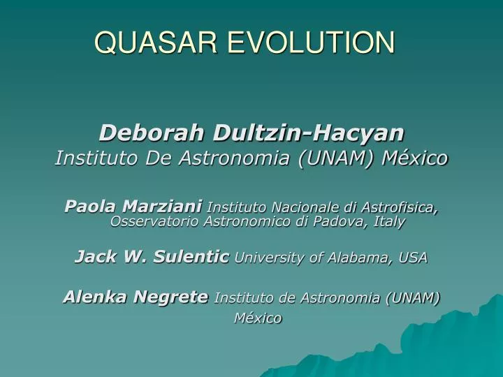 quasar evolution