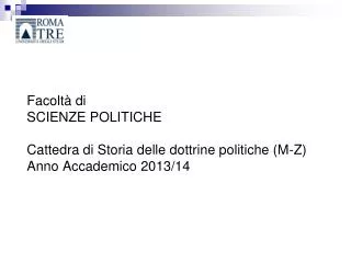 facolt di scienze politiche cattedra di storia delle dottrine politiche m z anno accademico 2013 14