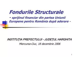 fondurile structurale sprijinul financiar din partea uniunii europene pentru rom nia dup aderare