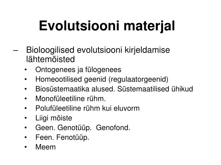 evolutsiooni materjal